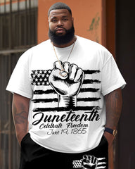 Men's Plus Size Juneteenth Freedom Since 1865 Printed T-shirt Shorts Suit