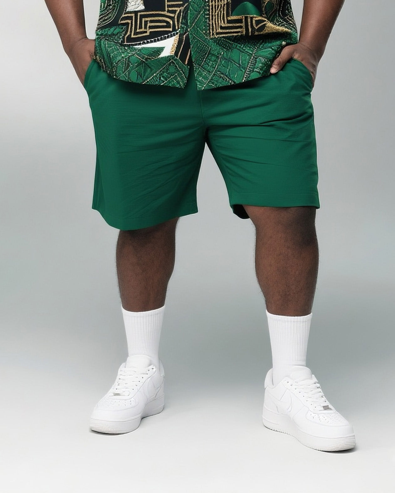 Big & Tall Men's Daily Leisure. Irregular Print Shirt Shorts Suit