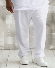 Men's Plus Size Casual Colorblock Alphabet Print Polo Shirt Trousers Suit