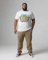 Big & Tall Men's White & Khaki Funny Printed Men's And Women's Crewneck Short Sleeve T-Shirts & Covers Pants Couple's Suit