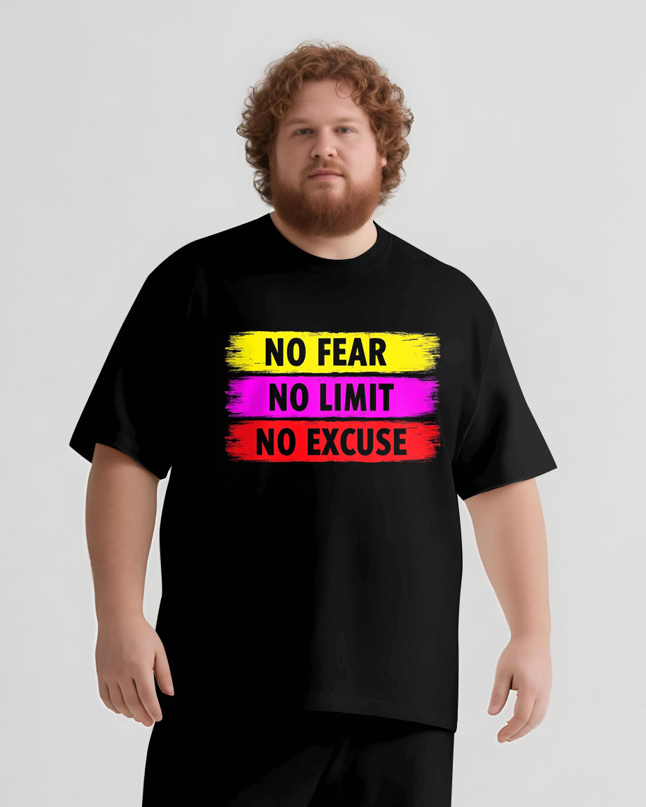 No Fear Just Do It Men's Big and Tall Simple Lettering Short Sleeve T-shirt Shorts Set