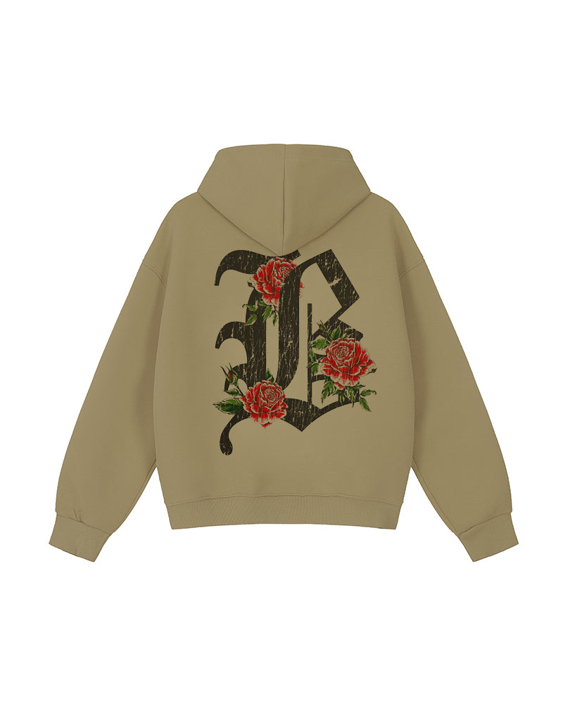 Cotton-Front And Back Gothic Letter Printed Men's Loose Oversized Hoodie