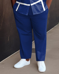 Men's Blue Stripe Gradient Short Sleeve Walking Set