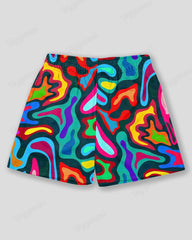 Plus Size Men's Colorful Graffiti Print Sports Mesh Quick-drying Shorts