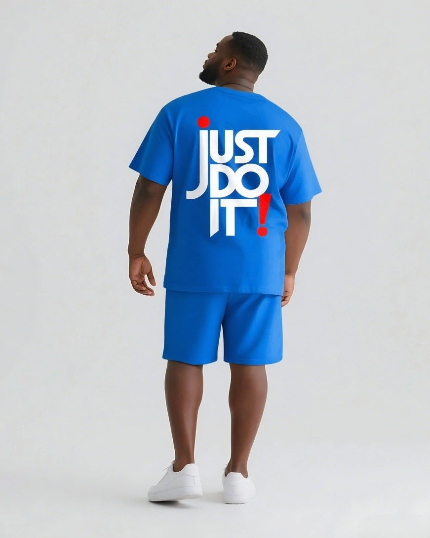 Quit Thinking Start Doing Big & Tall Men's Simple Lettering T-shirt 2-Piece Set
