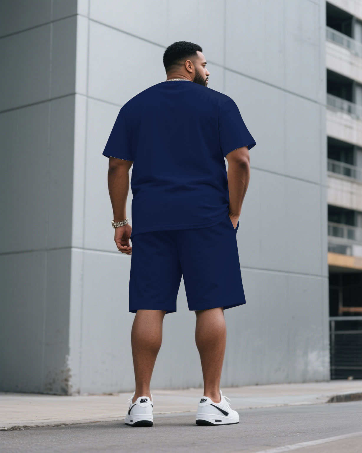 Men's Plus Size Yellow & Khaki & Red & Sapphire Clear Color Chest Small Label Printed Crewneck Short-sleeved T-shirt Half-length Pants Suit