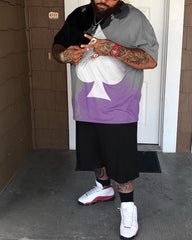 Men's Plus Size Poker Tie Dye ACE Two-Piece Set