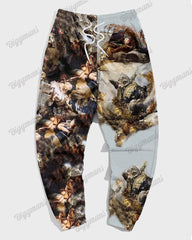 Men's Big & Tall Casual Hip Hop Jesus Oil Painting Hoodie Two-Piece Set