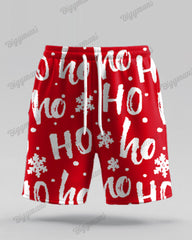 Big Men's Christmas Red Cartoon Letter Print Short Sleeve Shirt Shorts Set