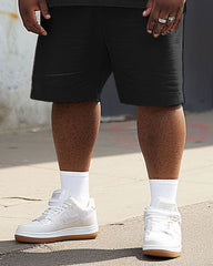 Street Casual Black And White Gray Color Block Print Large Men's Suit