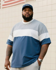 Big Boy's Daily Casual Simple Classic Geometric Color-matching Crewneck Short-sleeve T-shirt Striped Pants