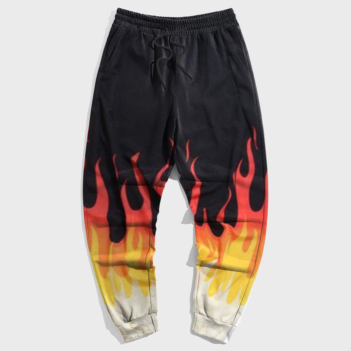 Street Style Big & Tall Men's Gradient Fire Print Casual Trousers
