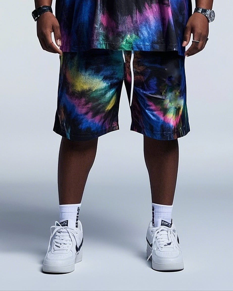 Big Boy Street Fashion Black Gradient Print Short Sleeve T-Shirt Shorts Suit