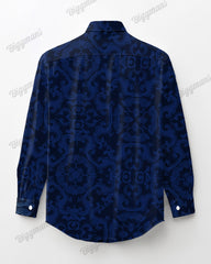 Men's Plus Size Sapphire Blue Jacquard Long Sleeve Shirt Trousers Suit