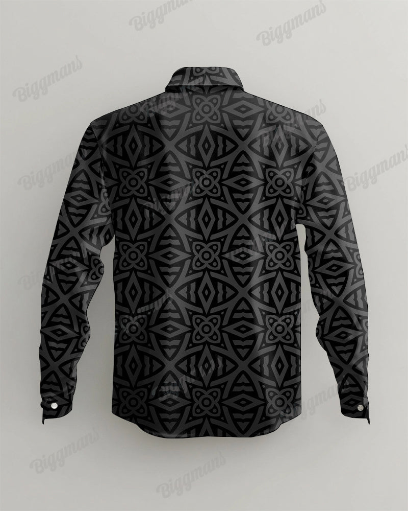 Big Men's Long Sleeve Shirt & Pants Set Geometric Casual Outfit