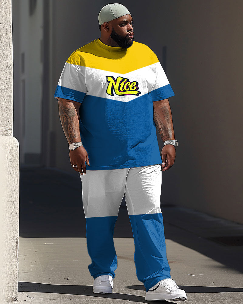 Street Vitality Colorblock Nice Letter Print Large Men's Suit