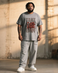 Big & Tall Men's Graffiti Floral TAKE IT EASY Alphabet Print T-Shirt Trousers Suit