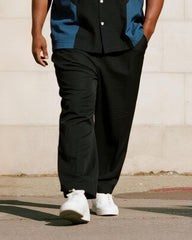 Big & Tall Men's Business Black Blue Stripe Colorblock Printed Short Sleeve Shirt Trousers Suit