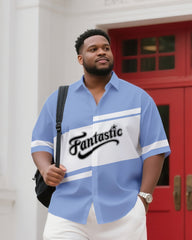 Big & Tall Men's Daily Leisure. Original Design Academy Style Magic Stitching. Printed Short Sleeve Shirt Shorts Suit