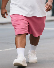 Big & Tall Men's Pink Inspirational Simple Be Big Letter Printed Crew Neck Short Sleeve T-shirt Shorts Suit