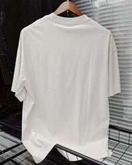 M-XL Street Fashion White Figure Collage Rivet Letter Print Round Neck Short Sleeve T-Shirt