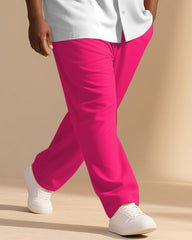 Big & Tall Men's Hawaiian Pink Stripe Gradient Coconut Print Short Sleeve Shirt Pants Suit