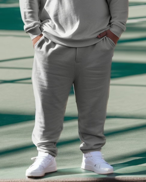 Men's Plus Size Delaware State University Style Sweatshirt and Sweatshirt Two-Piece Set