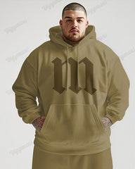 Fashionable Simple Large Letter Cloth Color Printed Plus Size Hoodie Suit