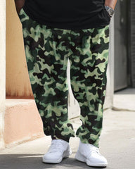 Men's Big & Tall Retro Street Never Give Up Camouflage Hip-Hop Casual Two-piece Set