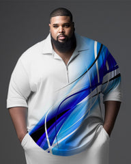 Big & Tall Men's Gradient Gentleman Polo Zip Shirt & Pants 2-Piece Set
