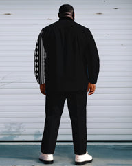 Men's Plus Size Black Spell Geometric Print Long Sleeve Shirt Trousers Suit