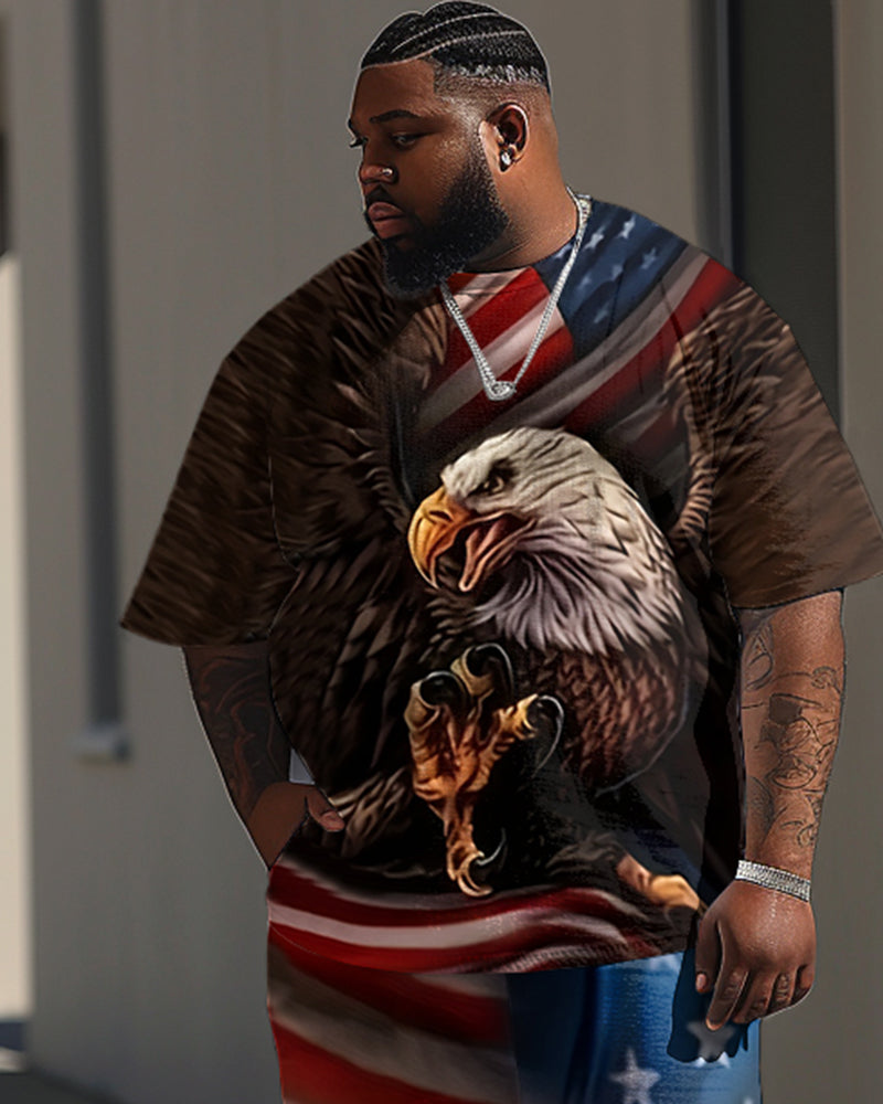 Independence Day Flag Eagle Print Large Men's Set