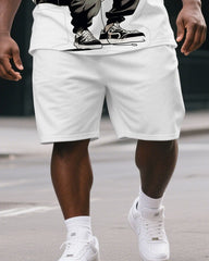 Men's Big & Tall Cartoon Street Wear Gorillas Print Casual Short-Sleeved T-shirt and Short Set
