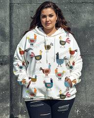 Cute Rooster Print Women's Big and Tall Hoodie