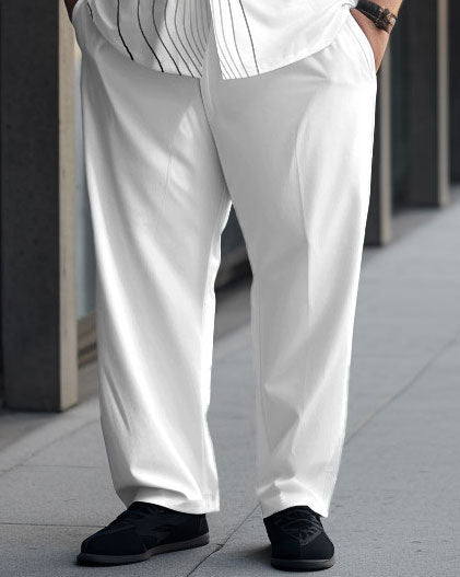 Men's Plus Size Black Line Short Sleeve 2 Piece Walking Suit