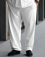 Men's Plus Size Black Line Short Sleeve 2 Piece Walking Suit