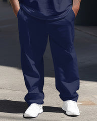 Color Matching Men's Casual Two-Piece Set Plus Size Short-Sleeved T-shirts