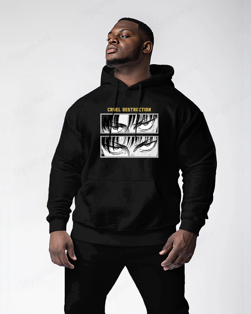 Cotton-sharp Eyes Animation Printing Men's Loose Oversized Hoodie