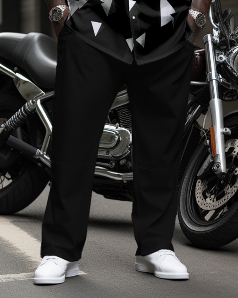 Men's Big & Tall Gradient Geometric Long-sleeved Lapel Shirt 2-piece Set