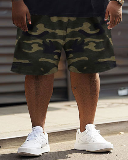 Street Style Patchwork Camouflage Letter Print Large Men's Suit