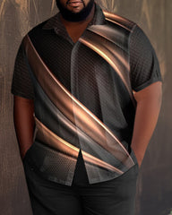 Men's Plus Size Marble Graphic Short Sleeve 2 Piece Walking Suit