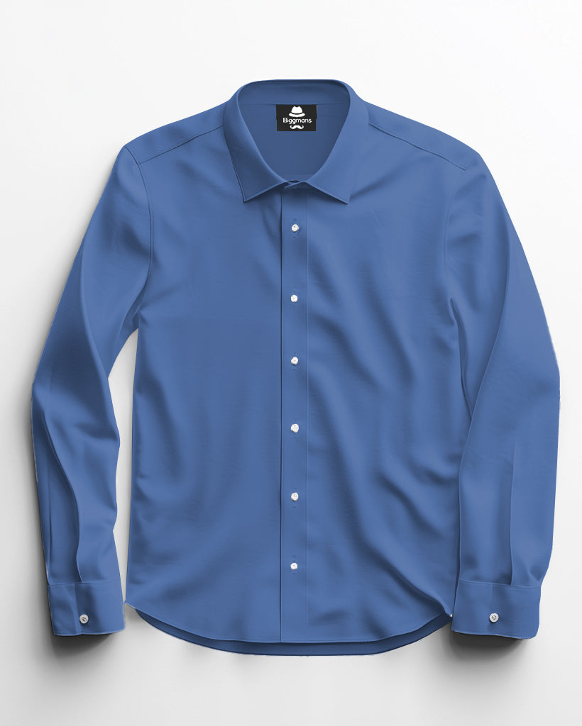 Solid Color Big Guys Long Sleeve Lapel Shirt and Pants Set