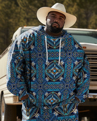 Big Man's 2-Piece Tracksuit Ethnic Graphic Hoodie and Pants Set