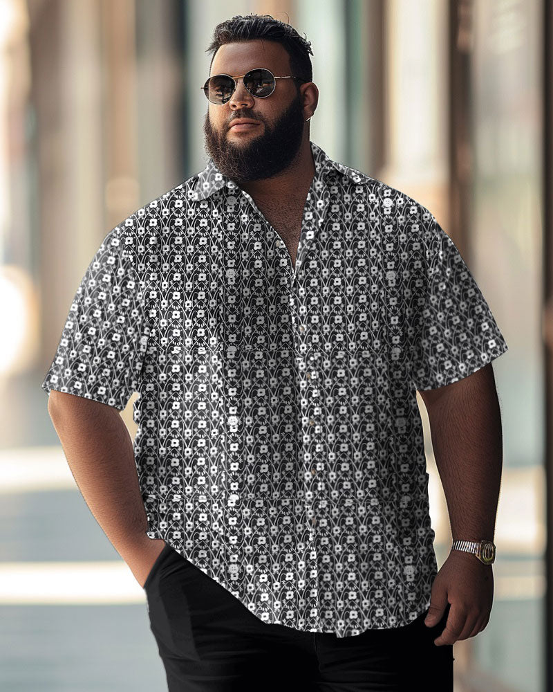 Men's Plus Size Business Causal Button Down Short Sleeve Shirt