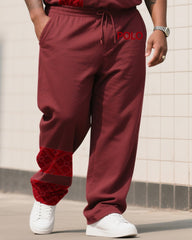 Big Boy Daily Casual Retro Printing Creative Stitching Texture Polo English Short-sleeved Trousers Suit