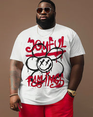 Men's Plus Size Street Casual Graffiti Flower Letter Print T-Shirt Shorts Suit