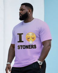 Big & Tall Men's Street Fashion Creative Smoker Gentleman Crewneck T-shirt Shorts Suit