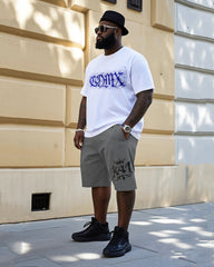Big Men's Street Fashion Hand-painted Unique Personality Graffiti Short Sleeve T-Shirt Shorts Suit
