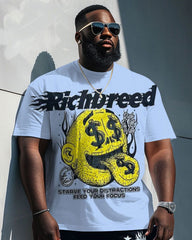 Men's Plus Size Funny Graffiti Rich Cartoon T-Shirt Shorts Suit
