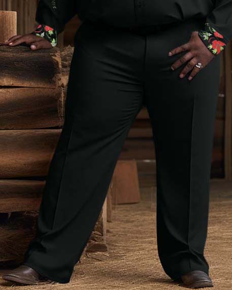 Western Cowboy Style Rose Flower Men's Plus Size Black Long Sleeve Trousers Two-Piece Set